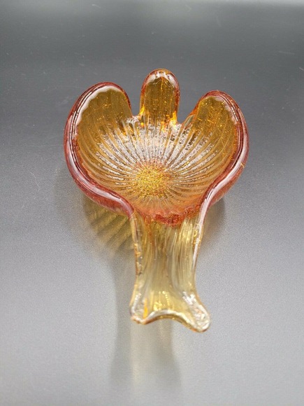 VTG Art Glass Stacking Bird Candy Dish Ashtray Amber Olive Green Retro MCM - Picture 6 of 12